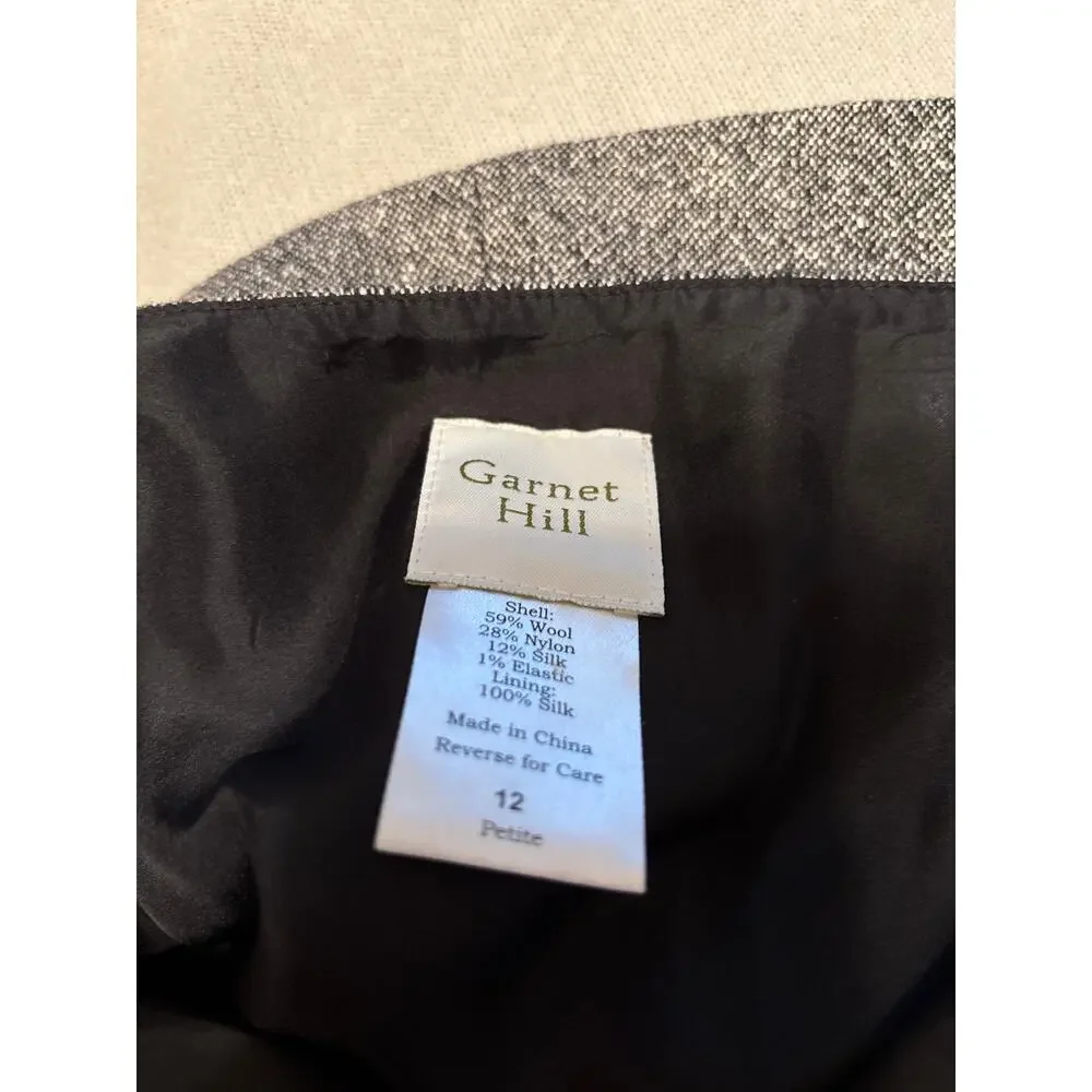 Garnet Hill Gray Wool and Silk Blend Skirt with Side Buckle Detail Size 12P